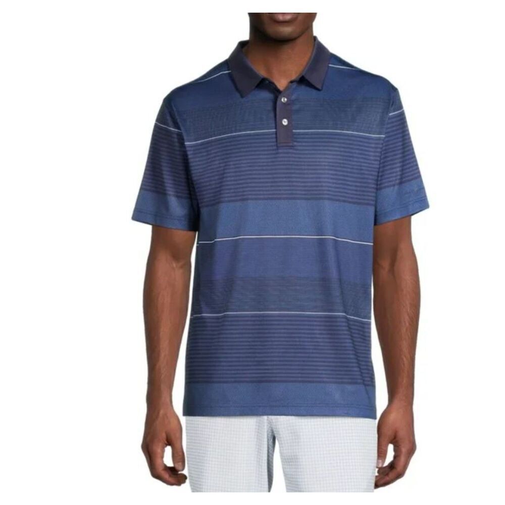 Ben Hogan Men's Navy Herringbone Performance Short Sleeve Golf Polo Size Medium